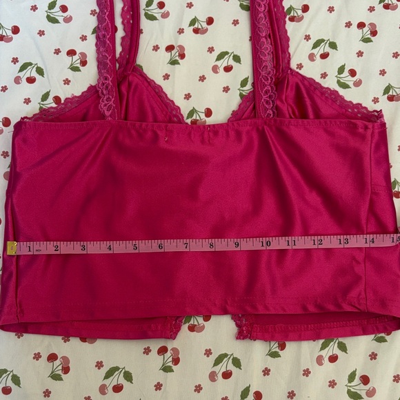 New Pink Lace Trim Cami Top - Picture 5 of 6